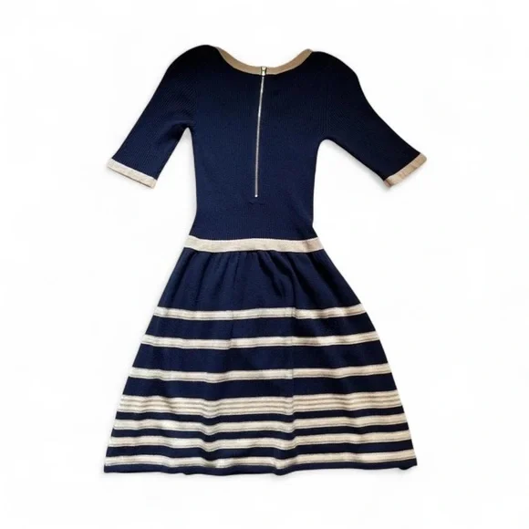 Lilly Pulitzer Striped Sweater Dress Sz M Merino Wool Fit & Flare Half Sleeve - Picture 4 of 5